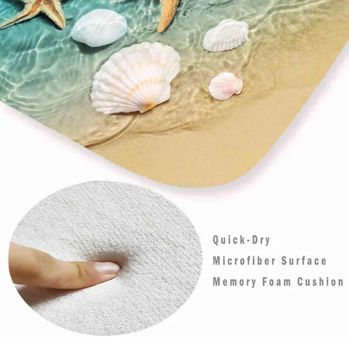 Miniatura 5 de LYFANS Alfombras de baño de espuma de esponja absorbente suave para baño y cocina (47 x 18 pulgadas), tapete de franela antideslizante brillante