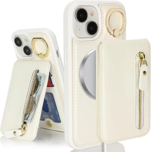 Miniatura 21 de para iPhone 14 Funda con soporte magnético Magsafe compatible, llavero de cuero PU plegable con soporte desmontable, funda tipo cartera 2-en-1