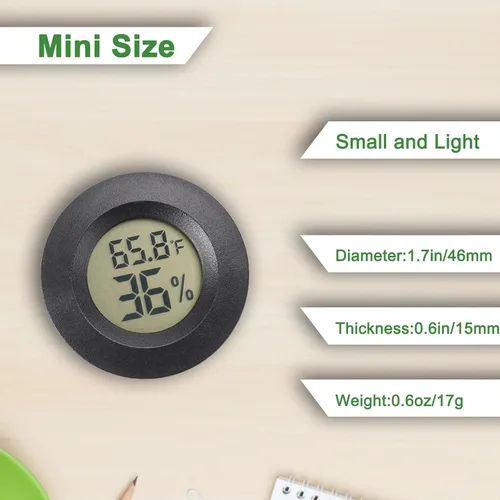 Miniatura 2 de Termómetro y medidor de humedad para reptiles Termómetro circular digital para terrario Accesorios circulares para jaula de dragón barbudo Medidor