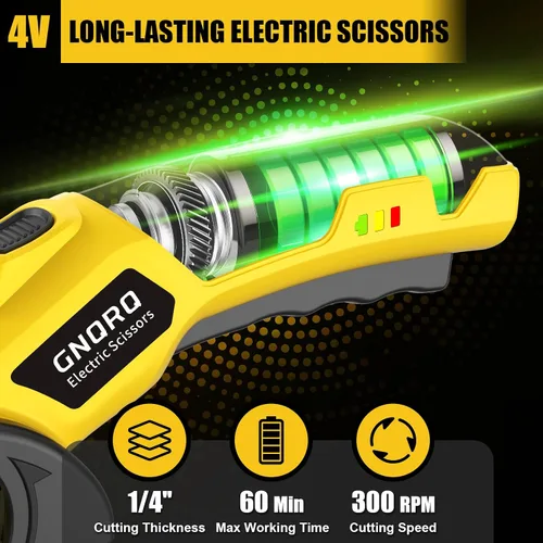 Miniatura 3 de Tijeras Eléctricas Inalámbricas, Cortador de Cartón con Luz LED, Cortador de Caja Eléctrico Rotativo Recargable de 4V, 2 Cuchillas, Adecuado