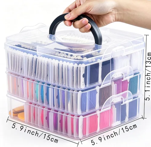 Miniatura 7 de Paquete de 201 unidades de hilo de bordar, incluye hilos de bordado, caja organizadora de 3 niveles, kits de bordado para pulseras de amistad, punto