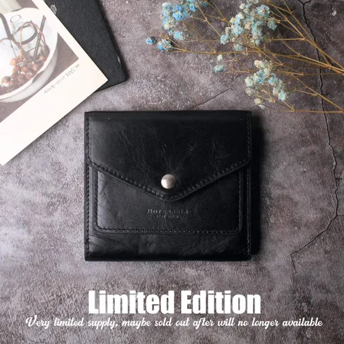 Miniatura 7 de Borgasets Cartera pequeña para mujer, de piel auténtica, con bloqueo RFID, organizador de bolsillo, compacto, plegable, mini bolso para mujer