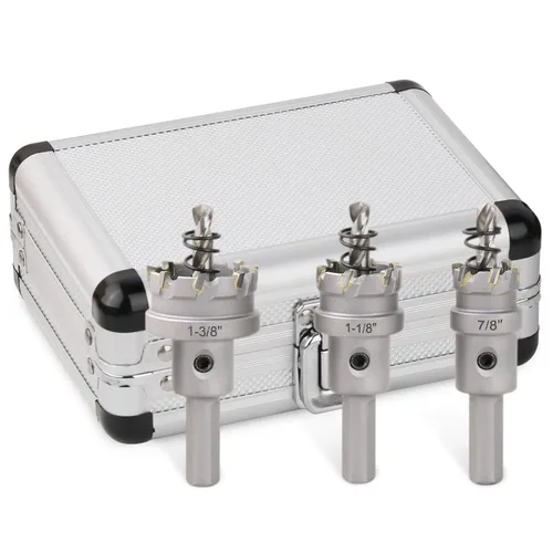 Miniatura 14 de Kit de sierra perforadora de carburo de 15 piezas, cortador de agujeros de metal de 5/8 a 3 pulgadas con taladro piloto, sierra perforadora