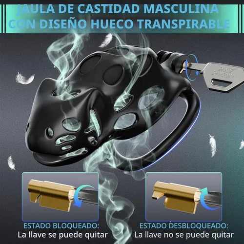 Miniatura 5 de Jaula de Castidad Masculina con Descarga Eléctrica de Juguete Sexual, Dispositivos de Castidad Jaula para Pene con 7 Vibraciones 7 Intensidades