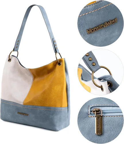 Miniatura 4 de Montana West Bolso Hobo para mujer con asa superior y bolsillos con cremallera