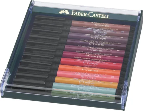 Faber-Castell Art & Graphic Pitt Artist Pen Brush India Ink Pen, tonos tierra, juego de 12, para arte, manualidades, dibujo, bocetos, hogar,