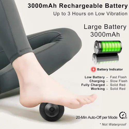 Miniatura 5 de Bola de masaje vibratoria con calor, 7 modos, memoria, liberación miofascial, bola de recuperación muscular de tejido profundo para masaje de puntos