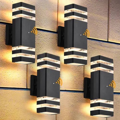 Miniatura 12 de DASTOR Lámpara de pared para exteriores del anochecer al amanecer, luz blanca cálida de 3000 K hacia arriba y hacia abajo, aplique de pared al aire