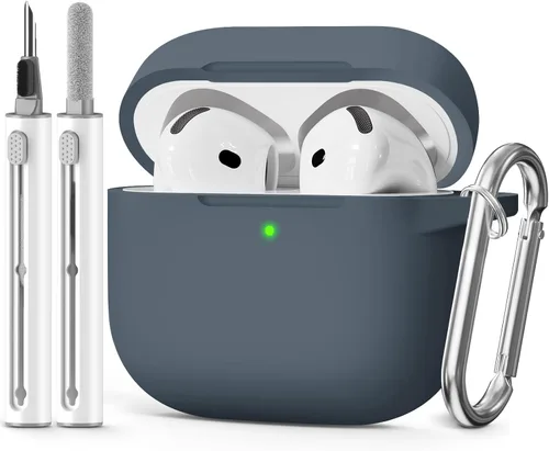 Miniatura 16 de Funda para AirPods 4 2024, viene con kit de limpieza, funda protectora de silicona suave para fundas Apple AirPods de 4ª generación con llavero