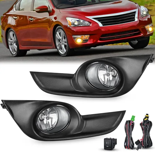 Miniatura 9 de Conjunto de luces antiniebla Nilight Compatible con Nissan Maxima 2000 2001 Sentra 2002 2003 Frontier 2004 Xterra Lámparas de lente transparente