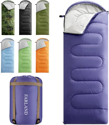 Miniatura 14 de FARLAND Sacos de dormir de 30 ℉ para adultos, adolescentes y niños con saco de compresión portátil y ligero para campamento de 3 a 4 estaciones