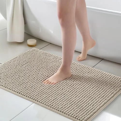 Miniatura 37 de FRESHMINT Alfombra de baño de felpilla gruesa y grumosa, 17"x24", alfombrilla de baño antideslizante, accesorio decorativo suave, linda alfombrilla