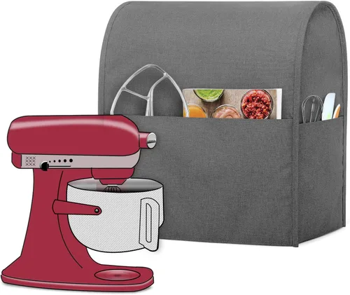 Miniatura 14 de Funda protectora Luxja compatible con batidora de 4.5 cuartos y 5 cuartos de galón, funda de tela con bolsillos para batidora y accesorios Gris