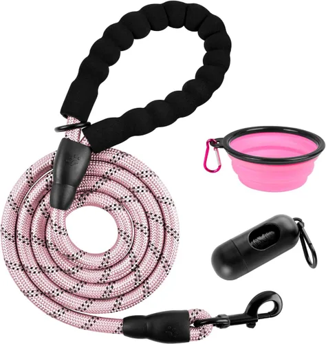 Miniatura 31 de BARKBAY Correas de perro para perros grandes, correa resistente de 4/5/6 pies con cómodo mango acolchado e hilos altamente reflectantes para perros