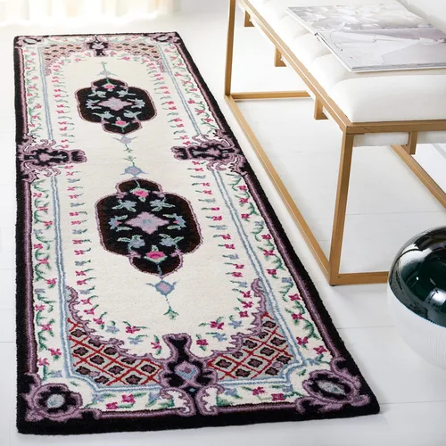 Miniatura 36 de SAFAVIEH Bellagio Collection - Alfombra decorativa de 2 x 3 pies, azul y rosa, hecha a mano de lana de medallón, ideal para zonas de alto tráfico