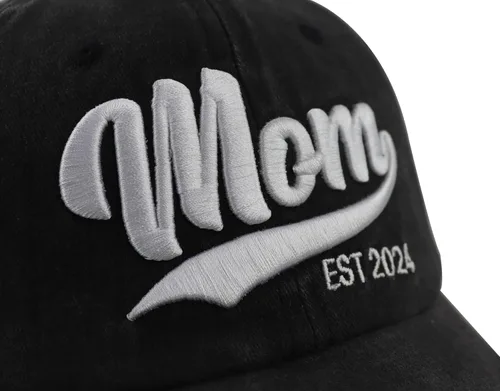 Miniatura 3 de Gorra de béisbol de 2 piezas para mamá y papá EST 2024, bordada en 3D, ajustable, de algodón lavado, regalos para nuevos padres