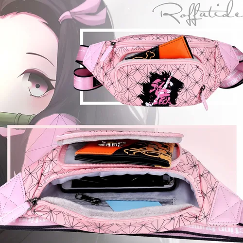 Miniatura 5 de Roffatide Riñonera cruzada de anime para hombres y mujeres, bolsa de cintura para la cadera, bolsa de hombro, bolsa de pecho mochila, Kamado Nezuko