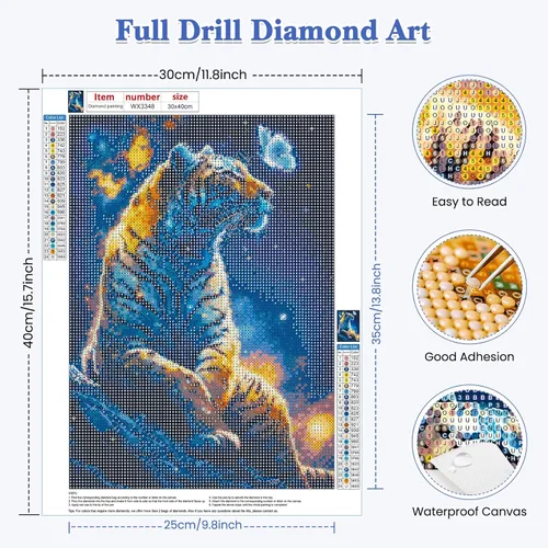 Miniatura 2 de RICUVED Kits de arte de diamantes para adultos, kits de arte de diamantes de tigre, arte de diamantes de fantasía 5D, cielo estrellado, gemas