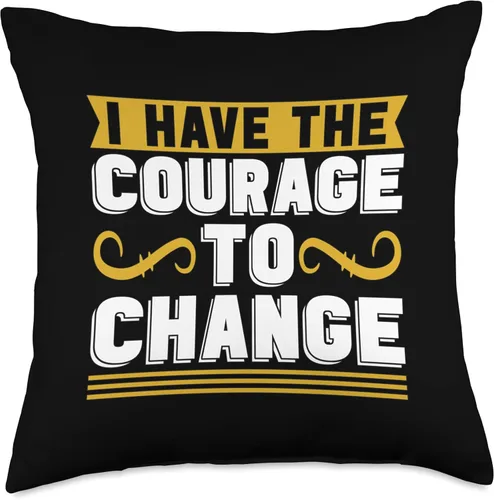 Mental Health Designs for Coffee Drinker I Have The Courage to Change Anxiety Awareness Mental Health Throw Pillow, 18x18, Multicolor