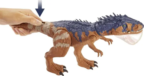 Miniatura 3 de Mattel Jurassic World Massive Biters - Figura de acción de dinosaurio, juguete de dinosaurio grande Albertosaurus con golpe activado por la cola