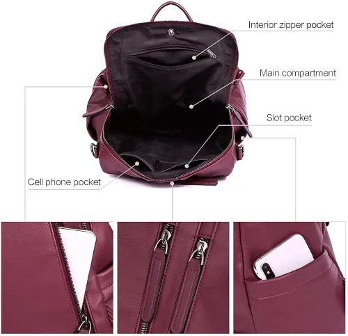 Miniatura 6 de CLUCI Cartera grande de cuero con cremallera alrededor del tarjetero organizador de tarjetas para mujer bolso de mano de viaje con mochila