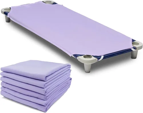 Miniatura 9 de Rollee Pollee Sábanas de microfibra azul para cuna, súper suaves y duraderas con bucles elásticos, ideales para preescolar y guardería para siestas