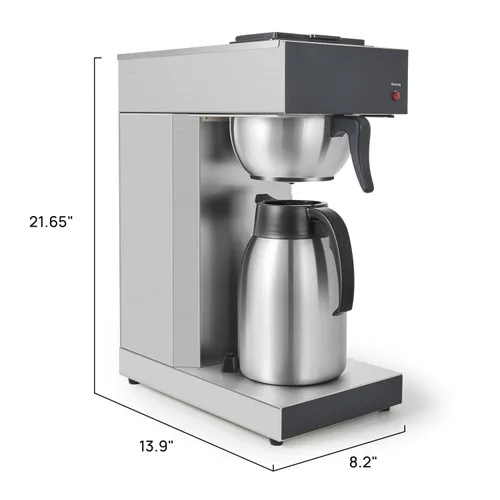 Miniatura 3 de SYBO Cafeteras comerciales de 12 tazas, cafetera de goteo con jarra térmica de 74 onzas, cafetera de acero inoxidable SF-CB-1AA