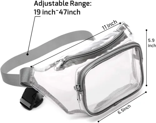Miniatura 3 de Riñonera Veckle transparente impermeable bonita bolsa de cintura aprobada por el estadio transparente para mujeres y hombres, viajes, playa