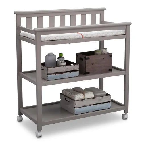 Miniatura 3 de Delta Children Cambiador plano con ruedas y cambiador - Certificado Greenguard Gold, gris