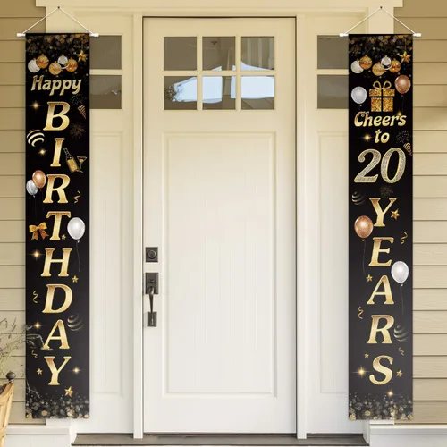 Miniatura 44 de Cartel de Feliz cumpleaños para la puerta, color negro