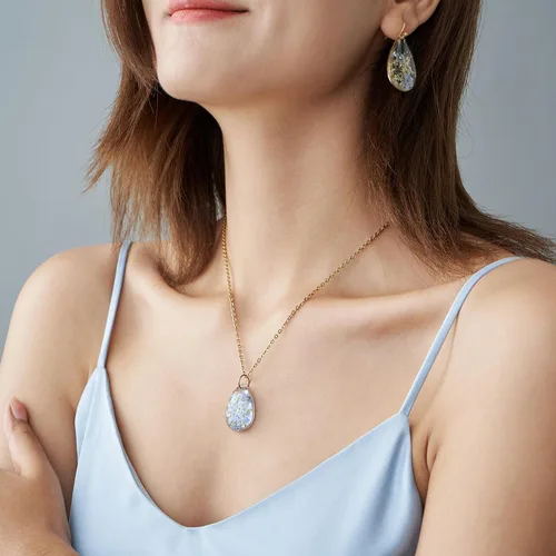 Miniatura 13 de Collar Forget Me Not – Collares de flores prensadas hechas a mano – Flores Forget-Me-Not que simbolizan el verdadero amor y respeto – Gran regalo