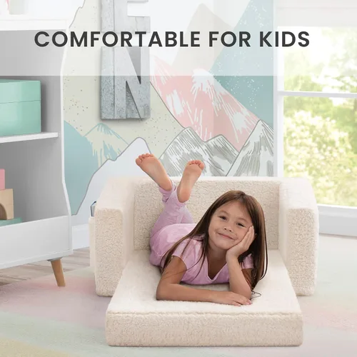 Miniatura 4 de Delta Children Cozee - Silla abatible Sherpa 2 en 1, silla convertible a tumbona para niños, crema