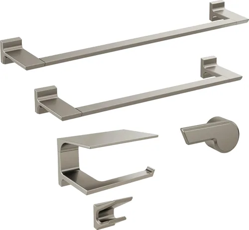 Miniatura 2 de DELTA FAUCET 79956-SS - Portarrollos de papel higiénico pivotal montado en pared con estante en acero inoxidable Brilliance