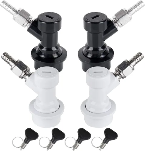 MRbrew Juego de 2 pares de desconexión de bloqueo de bola, accesorios de barril de maíz para postes de barril, con acero inoxidable de gas de 5/16