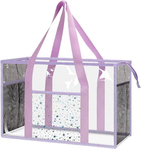 Miniatura 9 de Bolsa de mano transparente para playa - Bolsa impermeable de PVC aprobada para estadio - Bolsa transparente extra grande para piscina, concierto