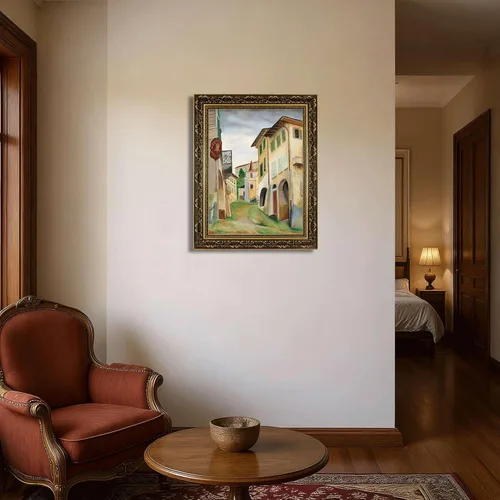 Miniatura 7 de Vintage Framed Italian Village Street Scene Wall Art Canvas Print Oil Paintings Reproduction World Classics Rustic Elegant Poster Painting Pictures