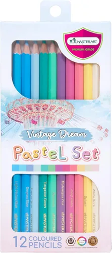 MASTERART Lápices de colores pastel 12 colores para niños y adultos para colorear (VINTAGE DREAM PASTELS)