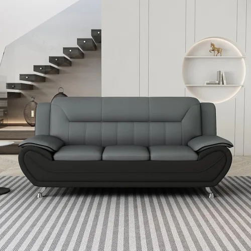 Miniatura 9 de Container Furniture - Silla de piel sintética de estilo moderno, sofá biplaza y sofá con reposabrazos en la parte superior de almohada extra