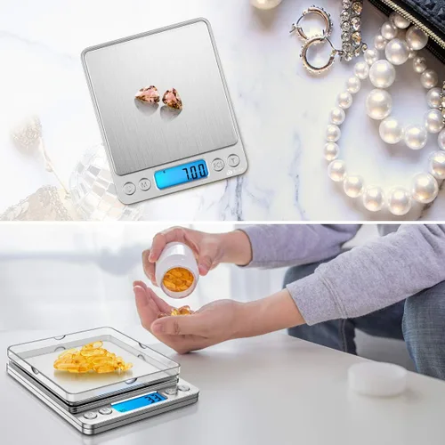 Miniatura 6 de AMIR - Báscula digital de cocina, báscula de joyería de bolsillo de 17.64 oz/0.00 oz, peso de calibración de 3.53 onzas, báscula de alimentos
