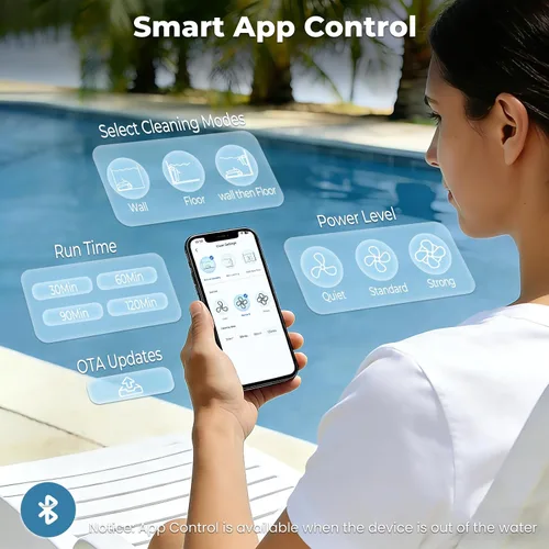 Miniatura 5 de Limpiador robótico automático de piscina PC20, robot de aspiradora de piscina inalámbrico para piscinas enterradas y sobre el suelo, navegación