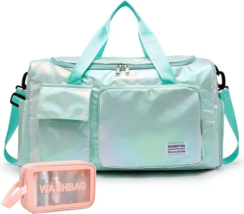 Miniatura 8 de Bolsa de Gimnasio Pequeña para Mujer, Bolsa de Lona de Viaje, Bolsa de Fin de Semana con Compartimento para Zapatos