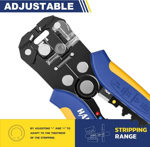 Miniatura 5 de haisstronica Kit de pelacables de 201 piezas, herramienta automática de pelacables para cables AWG 24-10 con terminales aislados, pelacables