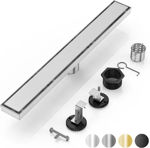 Miniatura 15 de DLONE Drenaje lineal de ducha Drenaje lineal de acero inoxidable AISI 304 de 36 pulgadas, desagüe de ducha negro mate con panel de inserción