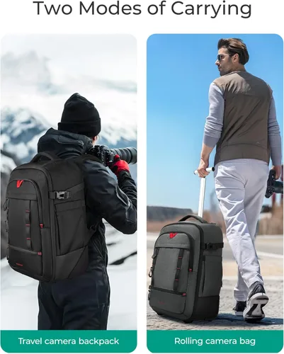 Miniatura 4 de BAGSMART Bolsa enrollable para cámaras DSLR, mochilas para cámaras profesionales grandes para fotógrafos viajeros, estuche enrollable fotográfico
