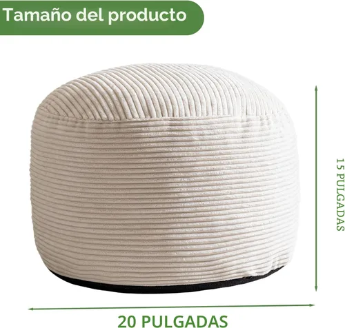 Miniatura 2 de HIGOGOGO Puf Otomán Redondo Relleno, Pufs de Pana con Relleno de Trozos de Espuma, Puf Peludo y Esponjoso Reposapiés Otomán de Almacenamiento, 20 X