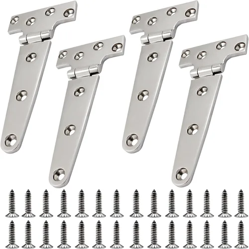 Miniatura 10 de Bisagras en T de Acero Inoxidable 316 de Grado Marino de 4 Pulgadas x 2 Pulgadas Bisagra Pesada para Escotilla de Barco (100 mm x 54 mm) Paquete