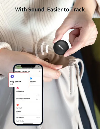 Miniatura 4 de MOMAX Buscador de llaves, etiqueta de rastreo, funciona con Apple Find My (solo iOS), rastreador de llaves con aplicación, ubicación de sonido
