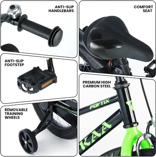 Miniatura 4 de Bicicleta para niños de 14 16 pulgadas para niños y niñas de 3 a 7 años, bicicleta para niños con ruedas de entrenamiento, freno de mano y pie