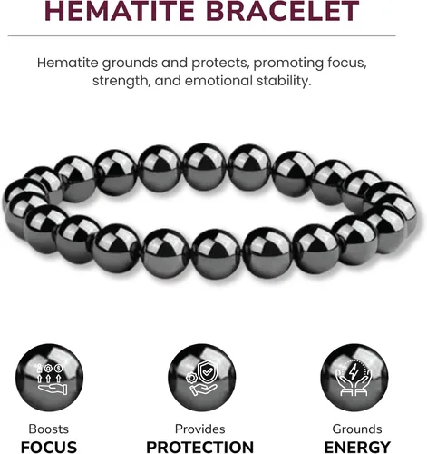 Miniatura 65 de Crystal Vibe Pulseras de cuentas de 0.315 in para mujeres y hombres, pulseras de cristal con piedras preciosas naturales, tamaño elástico ajustable