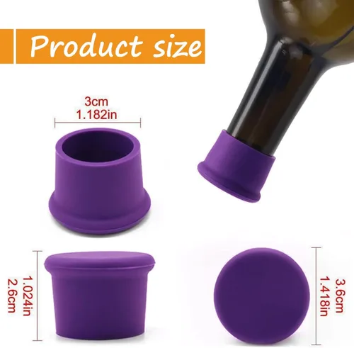 Miniatura 3 de 12 tapones de vino coloridos, corchos de vino de silicona reutilizables, tapones de champán, tapas de botellas de cerveza de bebidas, tapones